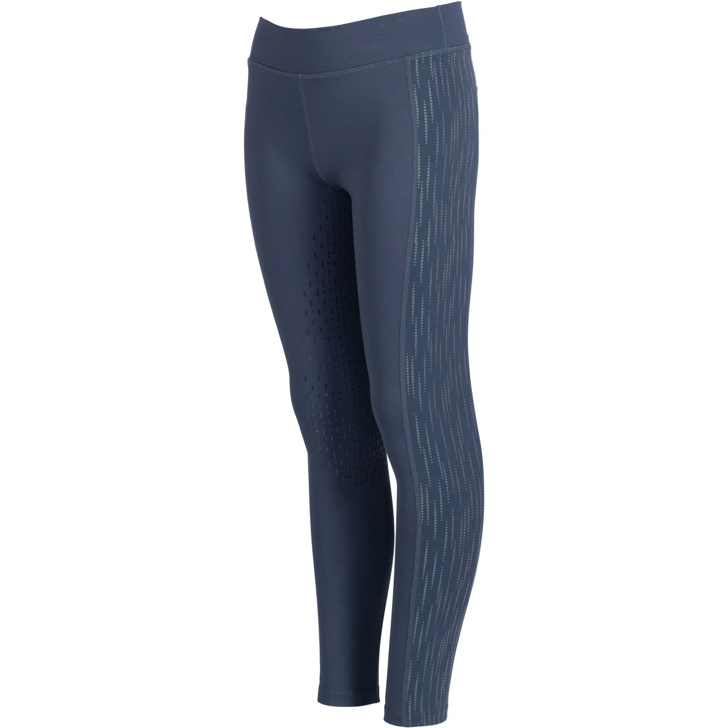 Kinder Reitleggings Silikon Vollbesatz FLOW REFLECTIVE KIDS dunkelblau