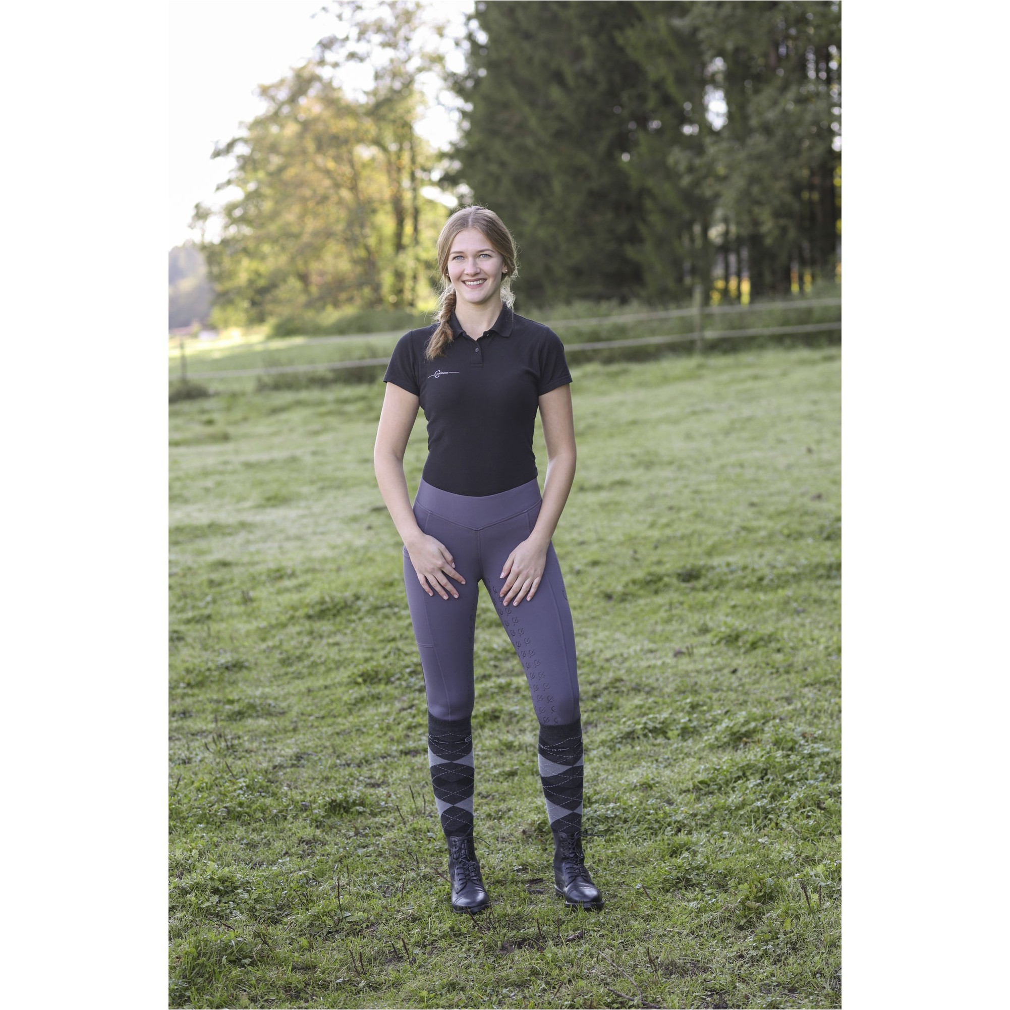 Damen Reitleggings Silikon Vollbesatz CLASSIC STAR graphite