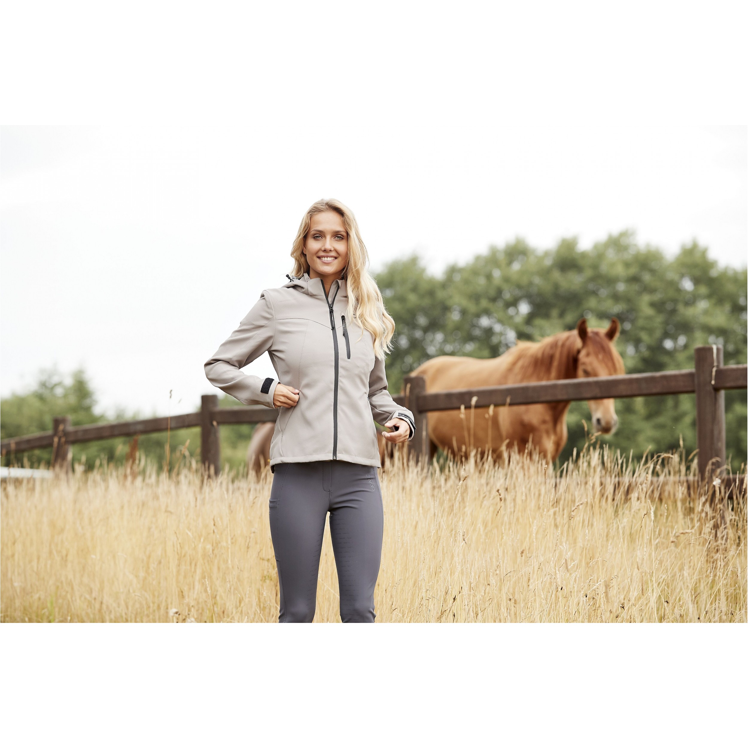 Damen Reitjacke kurz HYBRID driftwood