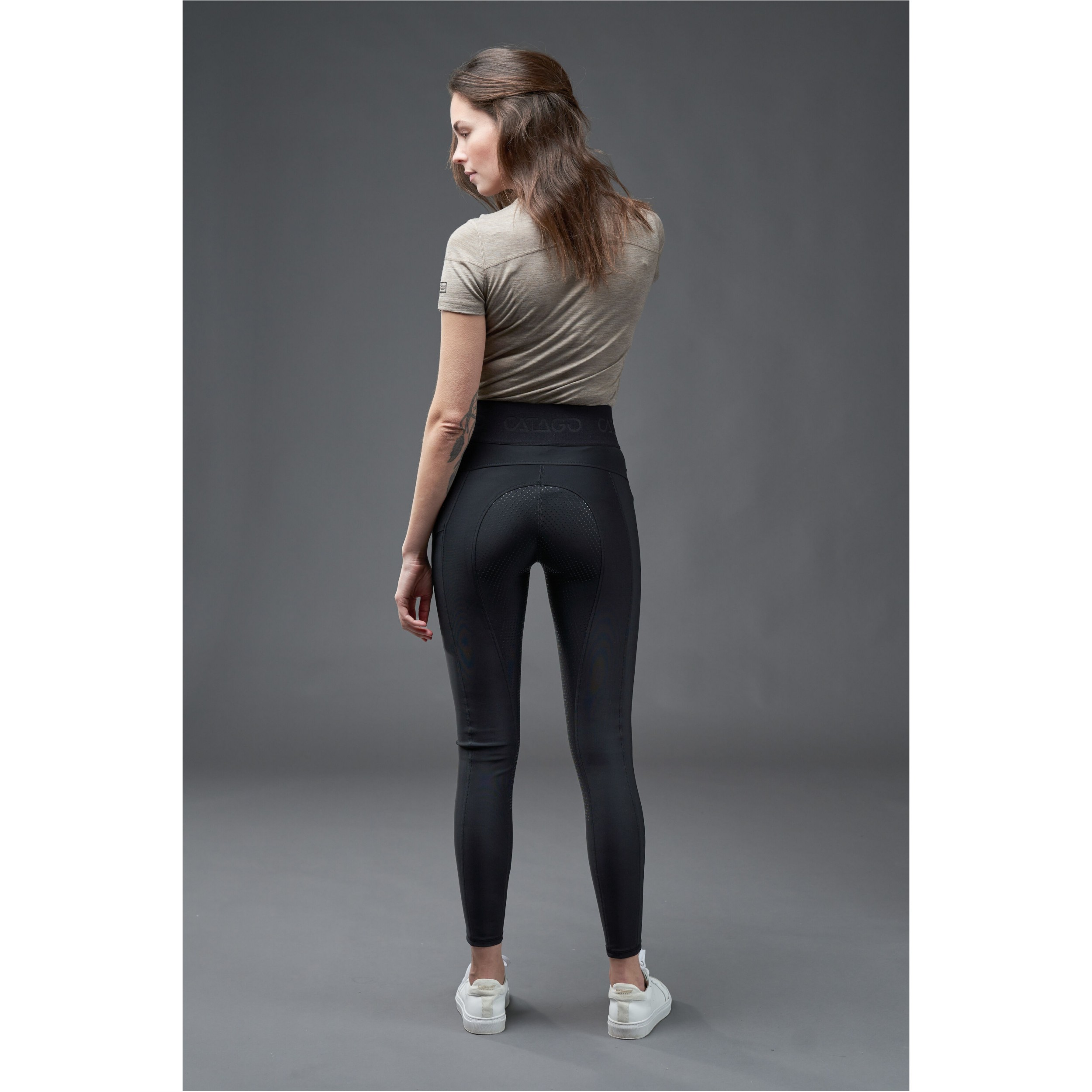 Damen Reitleggings Silikon Vollbesatz AROY mit hoher Taille schwarz