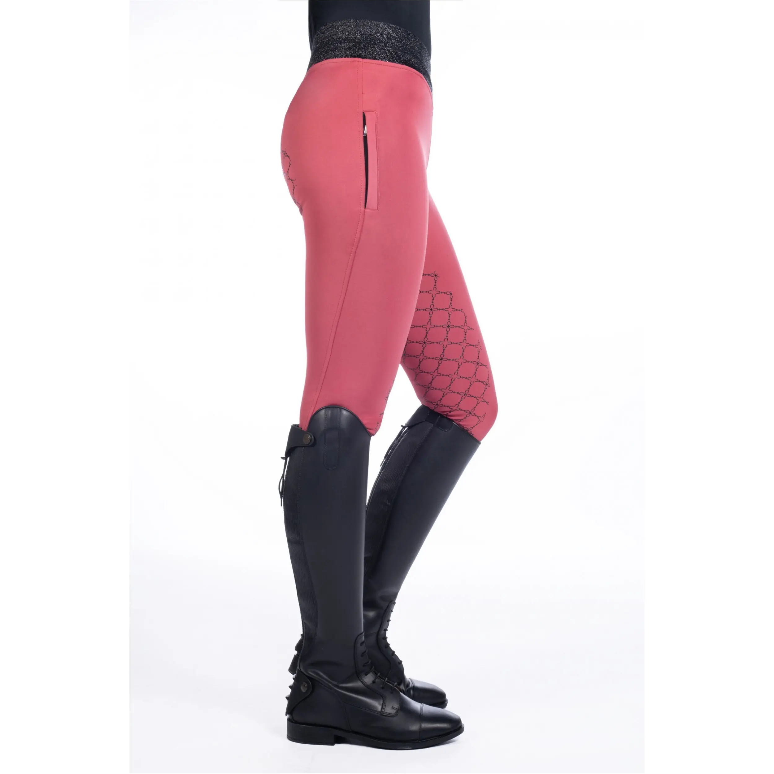 Kinder Reitleggings Silikon Vollbesatz RUBY rostrot