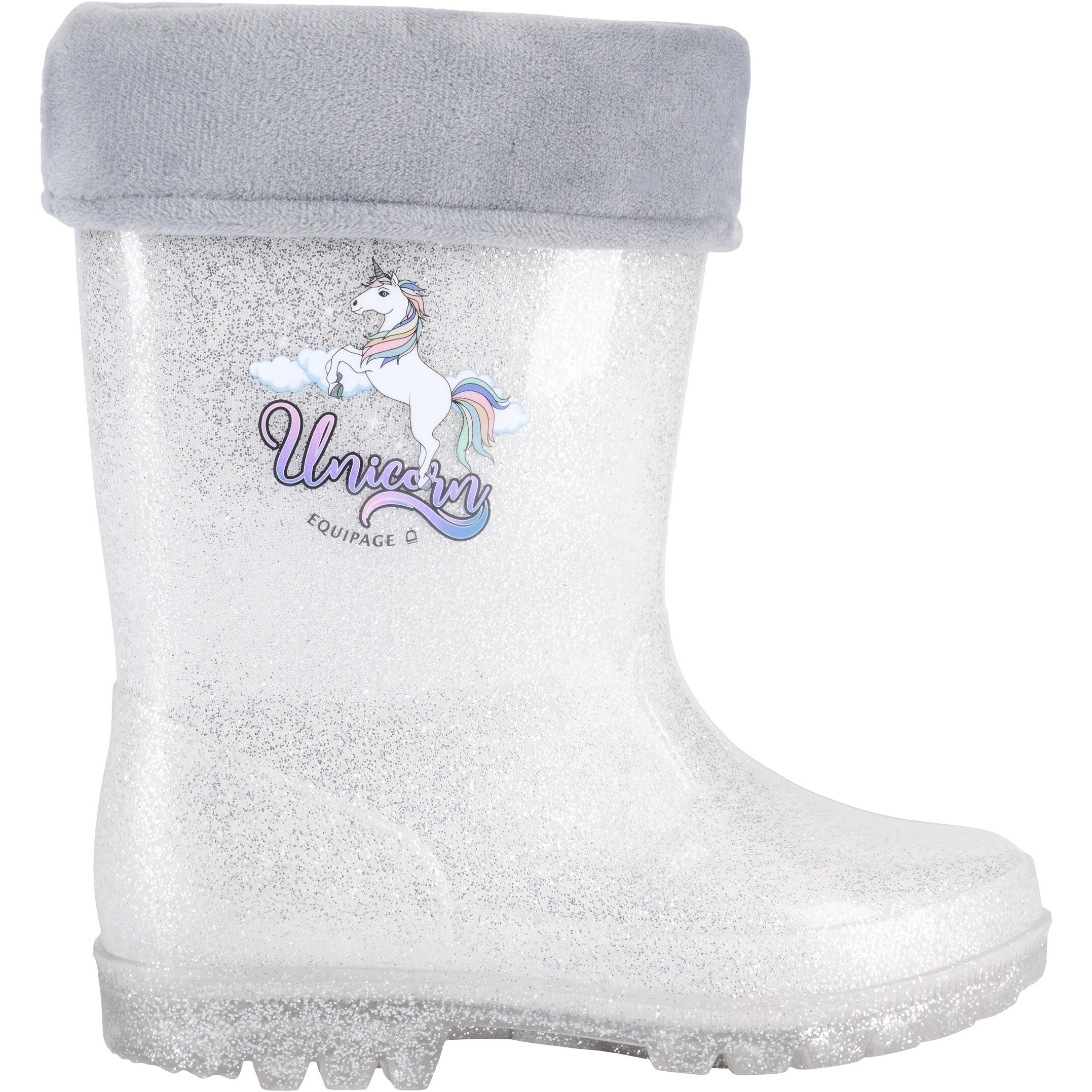 Winter Kinder Gummistiefel LIGHT Glitzer silber