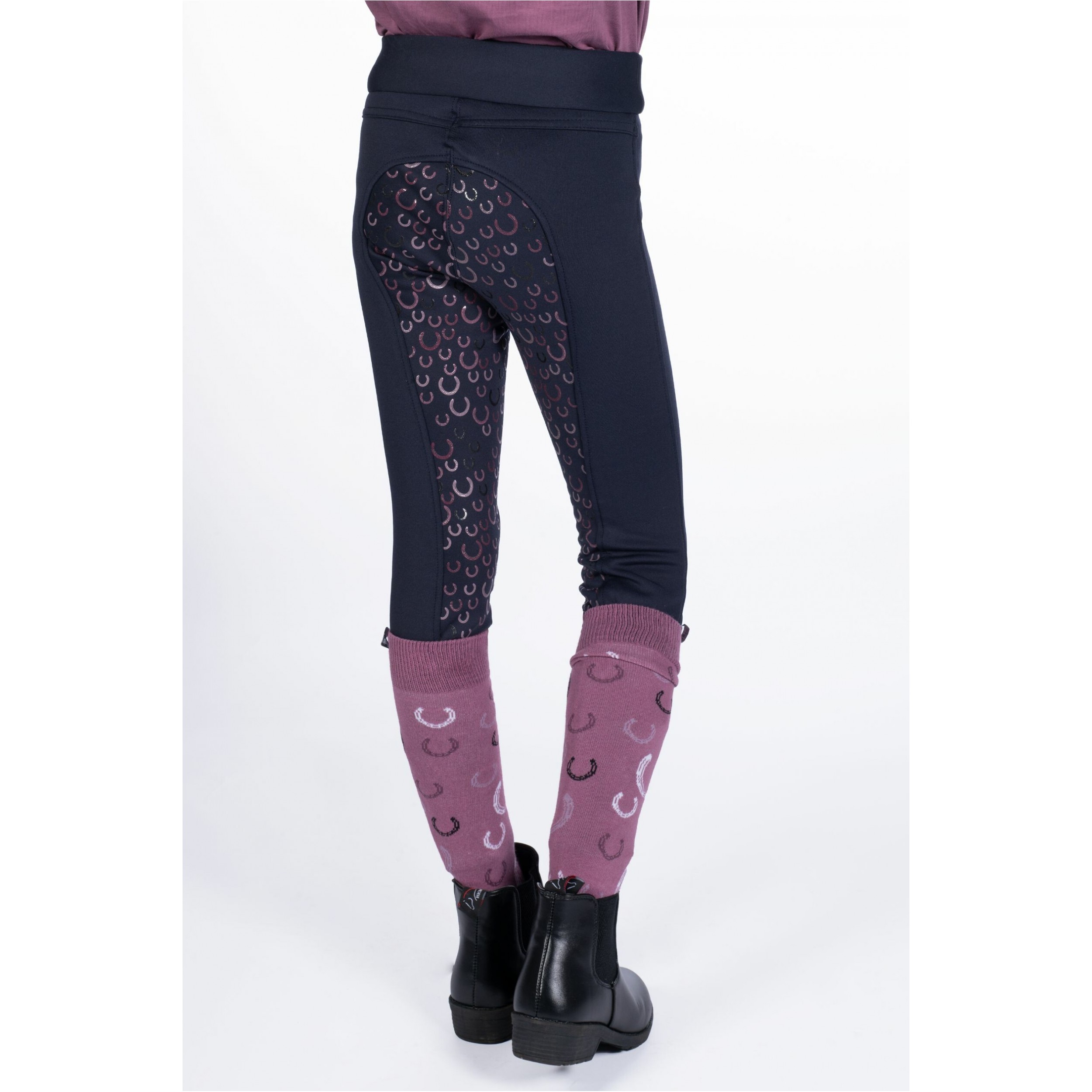 Winter Kinder Reitleggings Silikon Vollbesatz ALVA dunkelblau