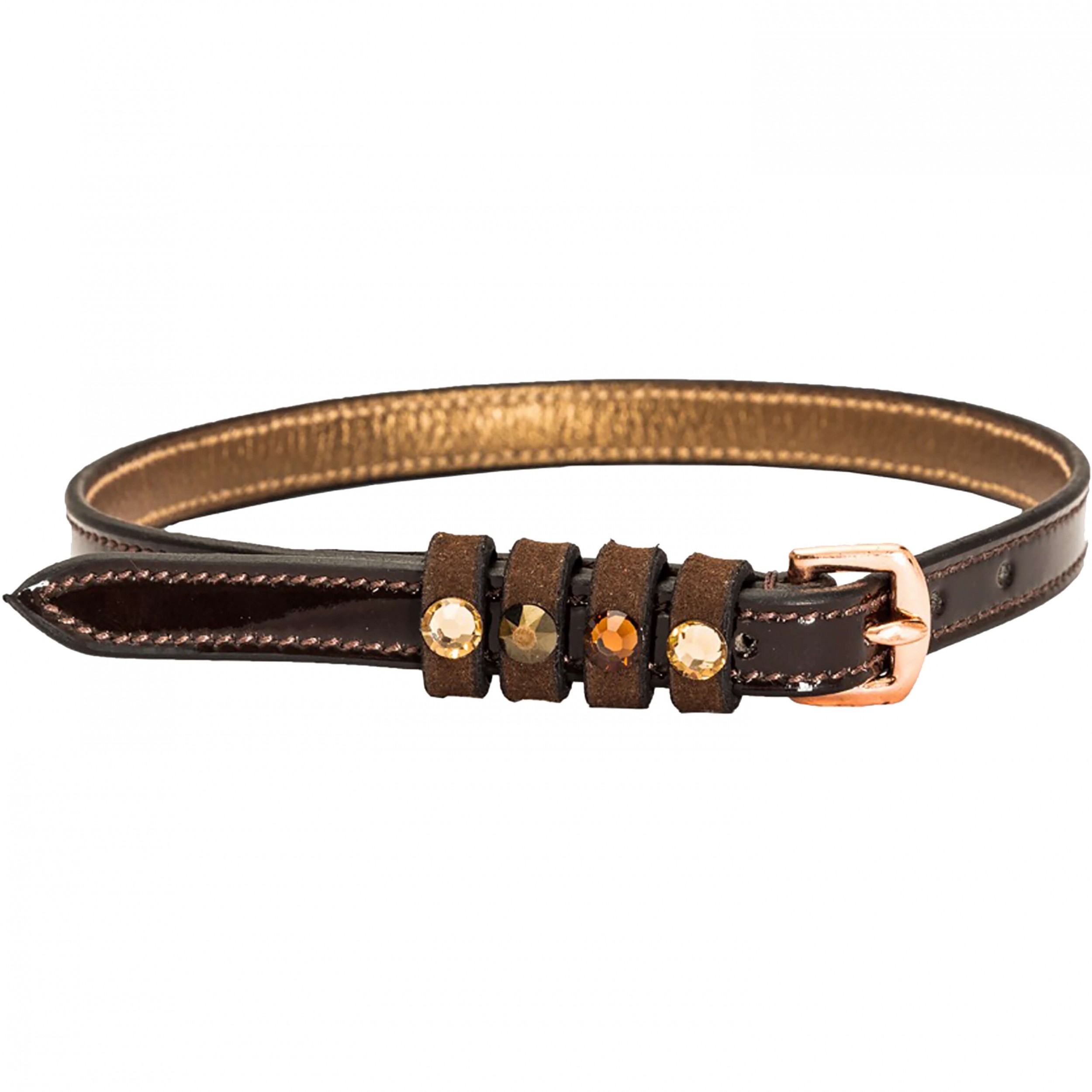 Damen Sporenriemen mit Strass IRHPardouz Leder braun/bronze