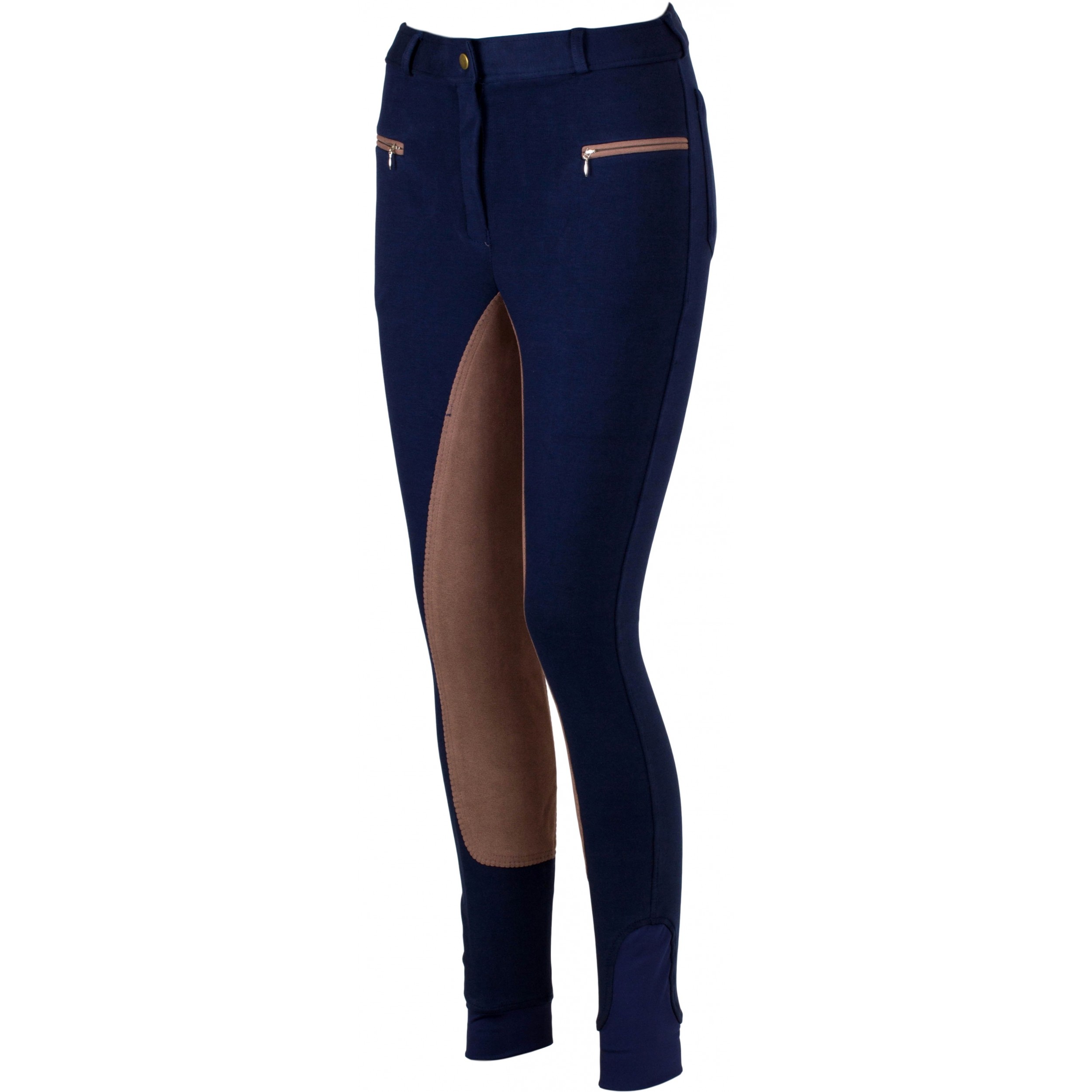 Damen Reithose Vollbesatz Flex BASICLINE dunkelblau/hellbraun