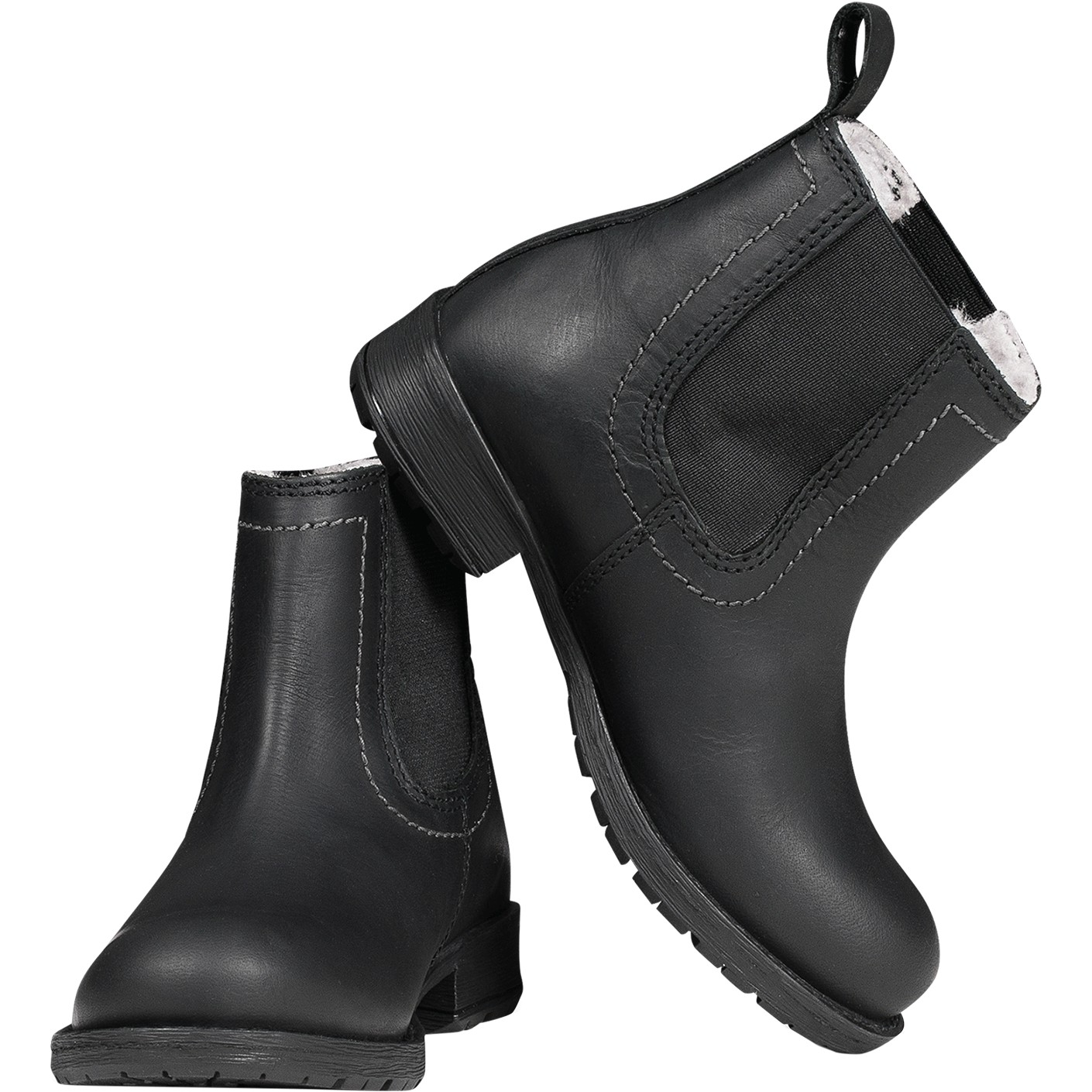 Winter Kinder Jodhpur Reitstiefelette CLASSIC Leder schwarz/silber