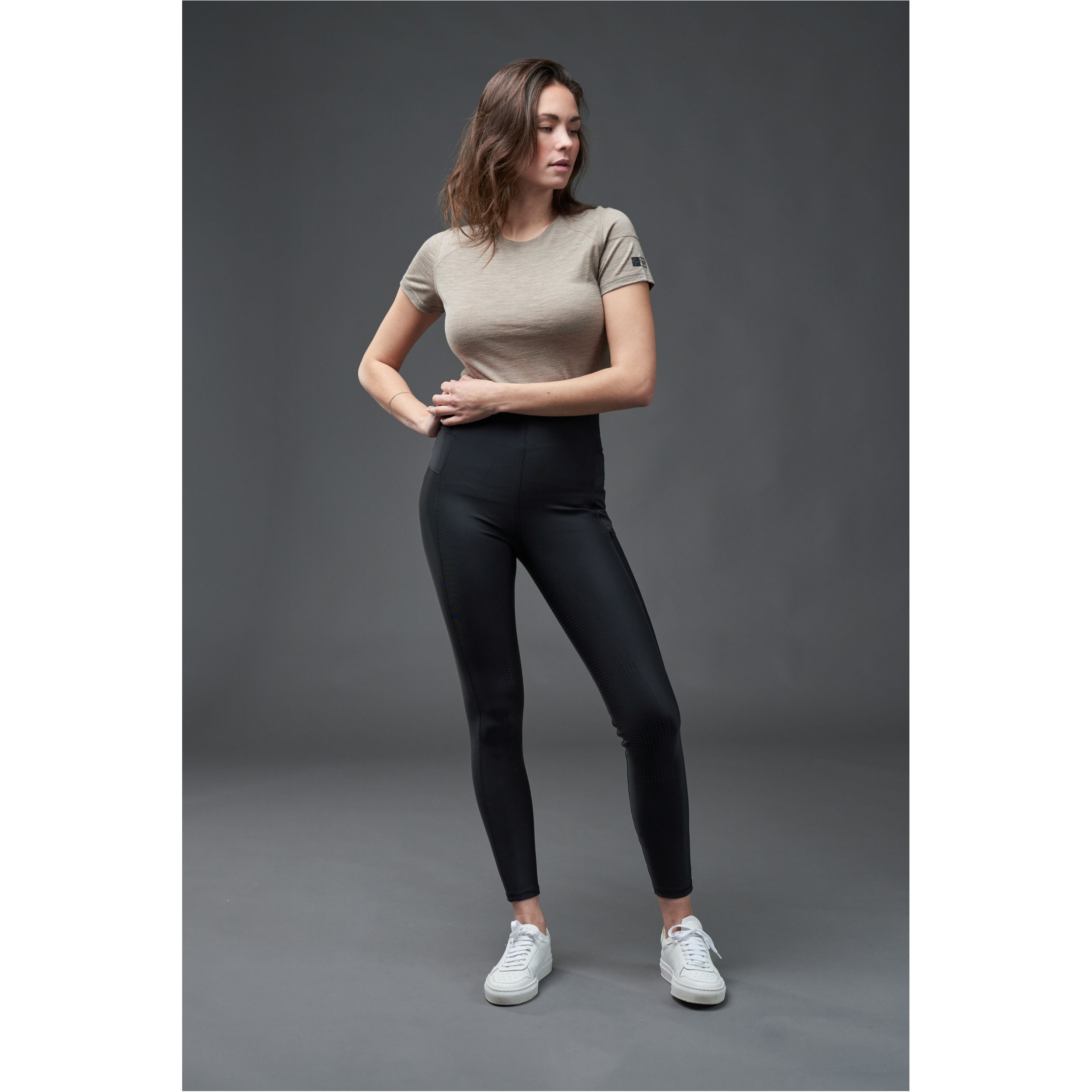 Damen Reitleggings Silikon Vollbesatz AROY mit hoher Taille schwarz