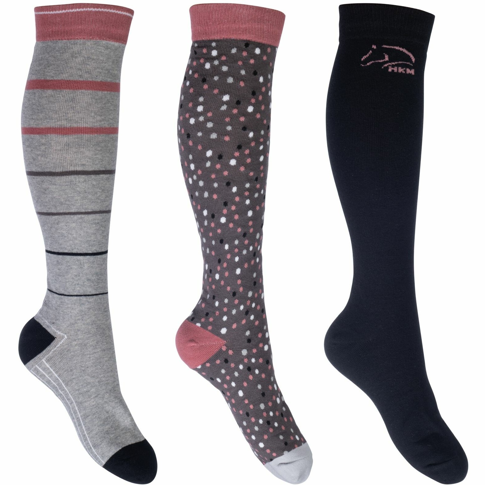 Damen Reitsocken (3er Set) MIAMI grau/schwarz