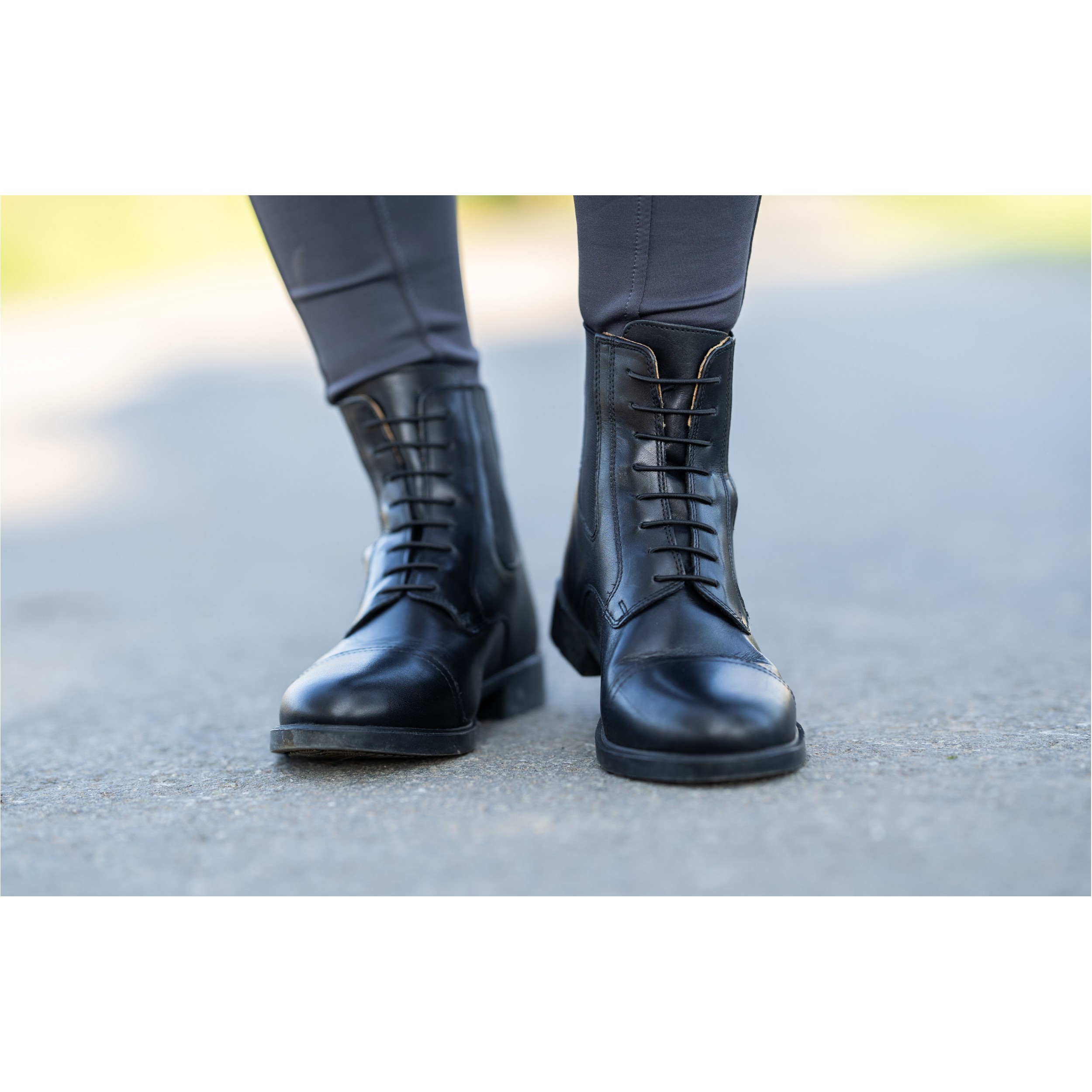 Reitstiefeletten CLASSIC Backzip Lace Echtleder schwarz