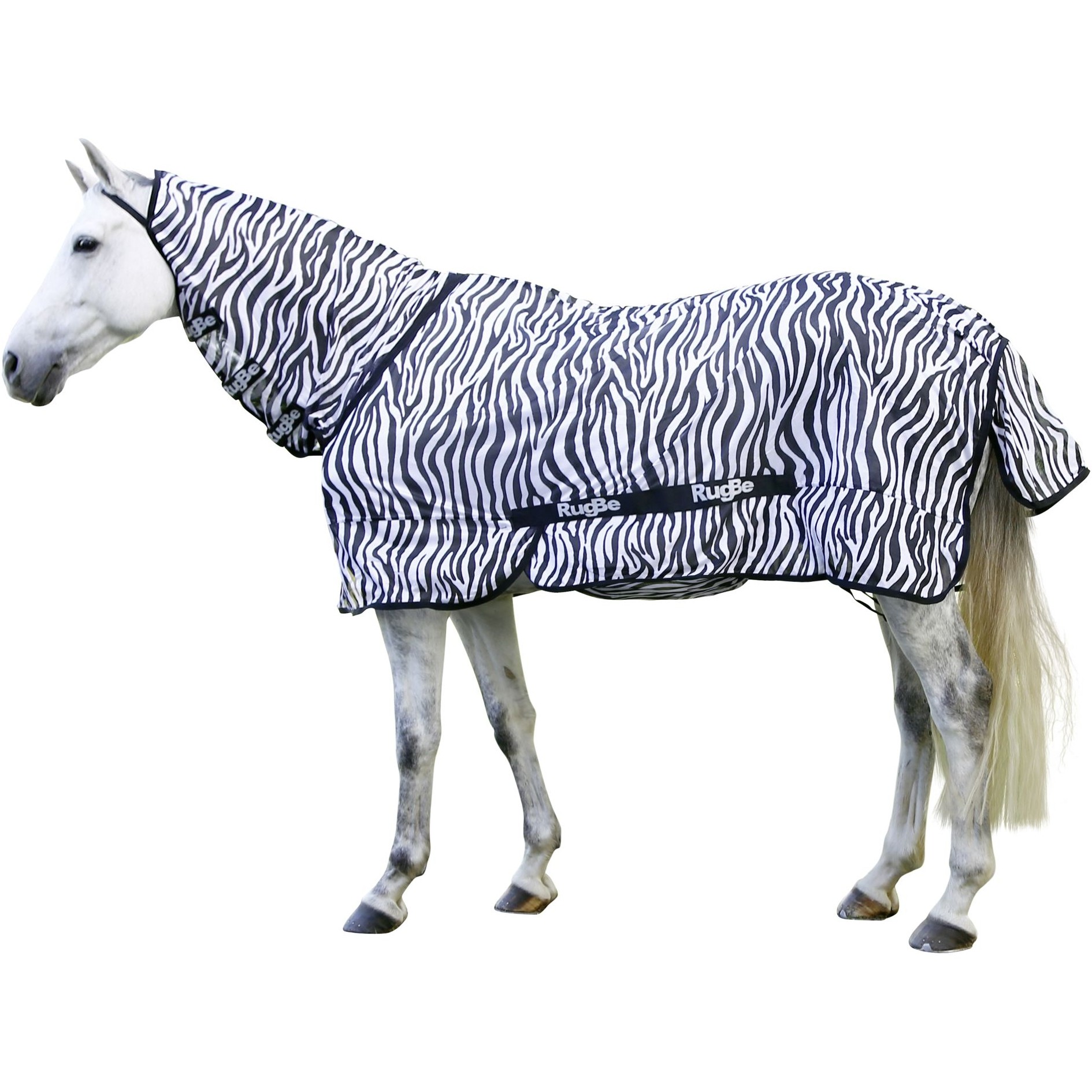 Fliegendecke mit Halsteil RugBe ZEBRA schwarz/weiss