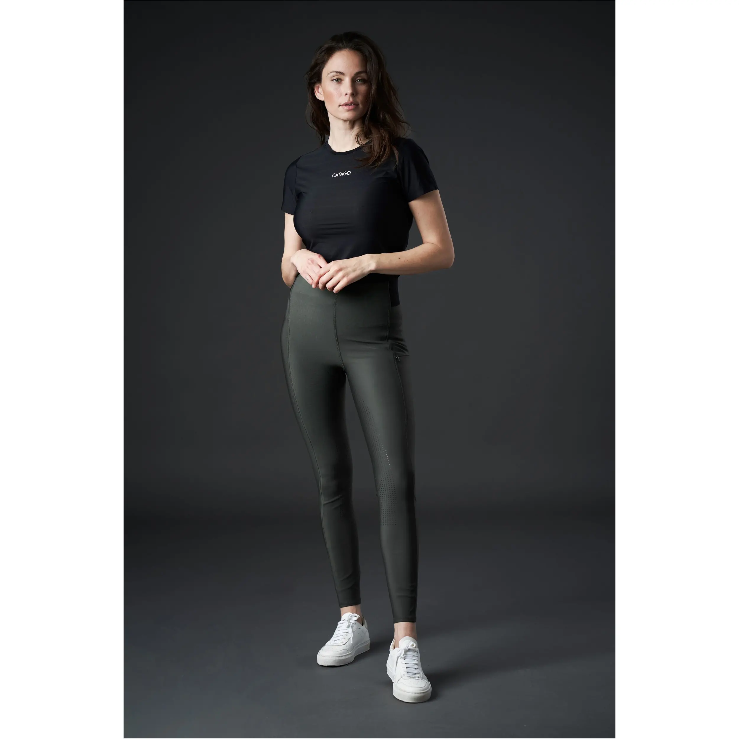 Damen Reitleggings Silikon Vollbesatz AROY mit hoher Taille forest