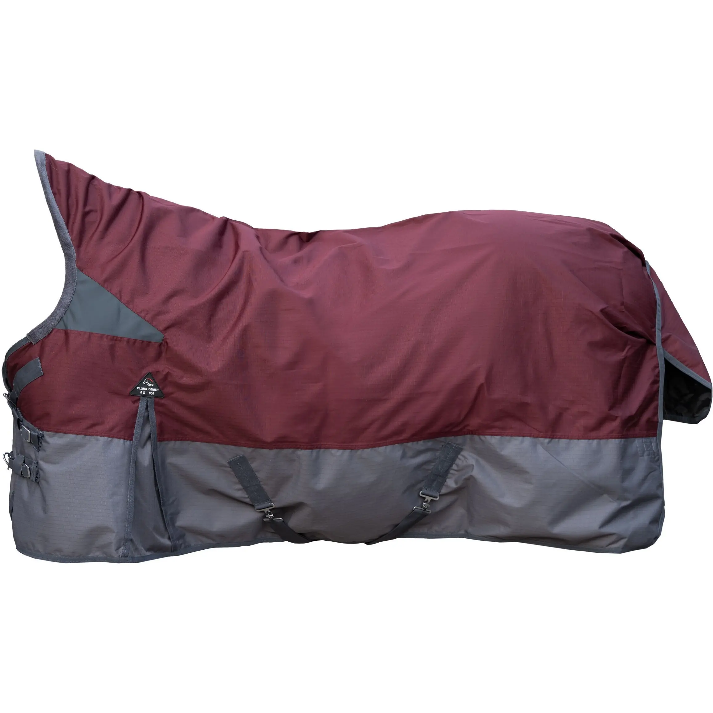 Weidedecke High Neck Polarfleece 600D YUKON dunkelrot/grau