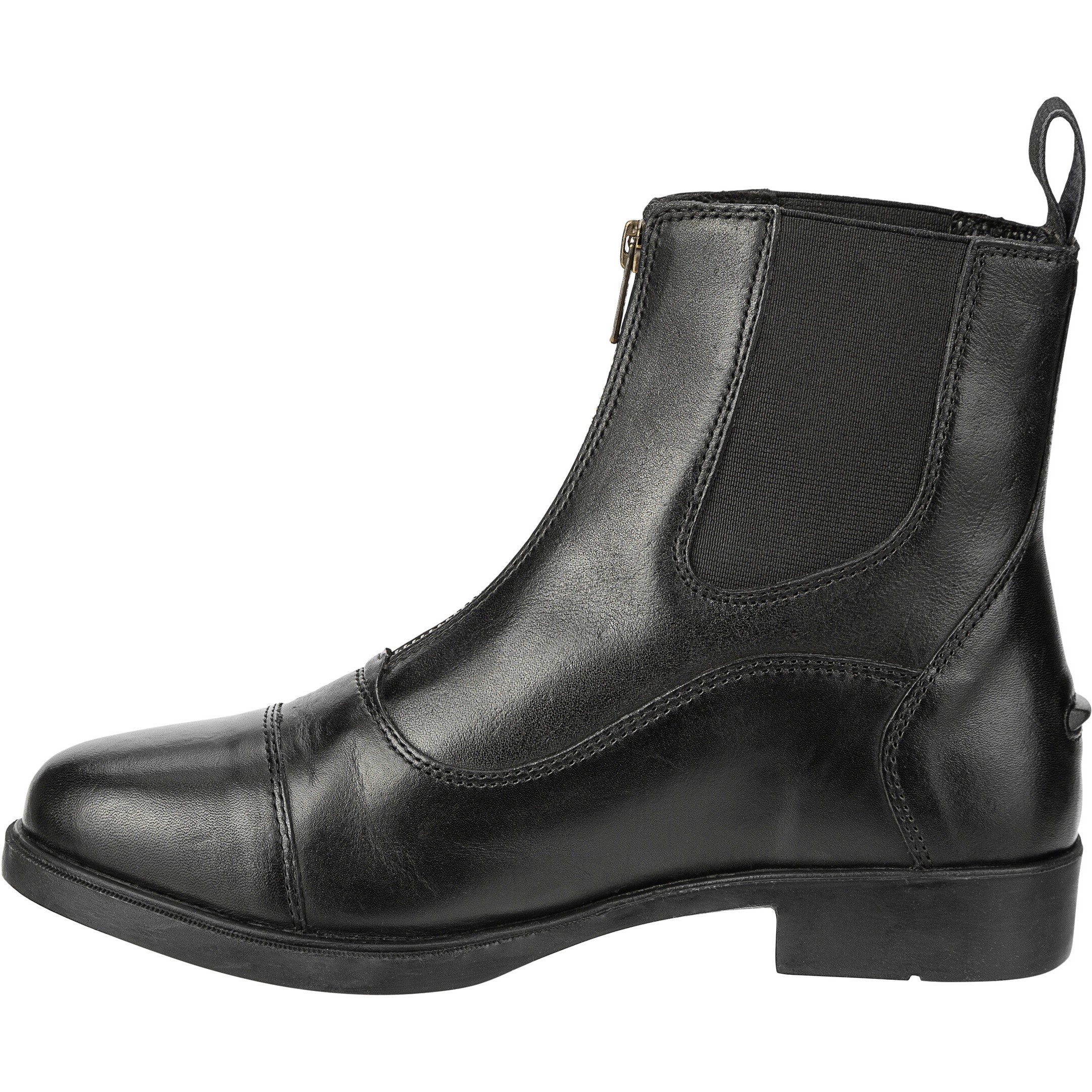 Reitstiefeletten Frontzip Echtleder schwarz